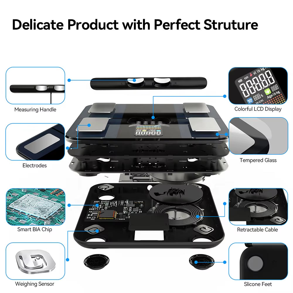 ITO Glass VA Screen Body Smart Fat Percentage Welland Original App Fitdays Electronic Weighing Digital Personal Scale