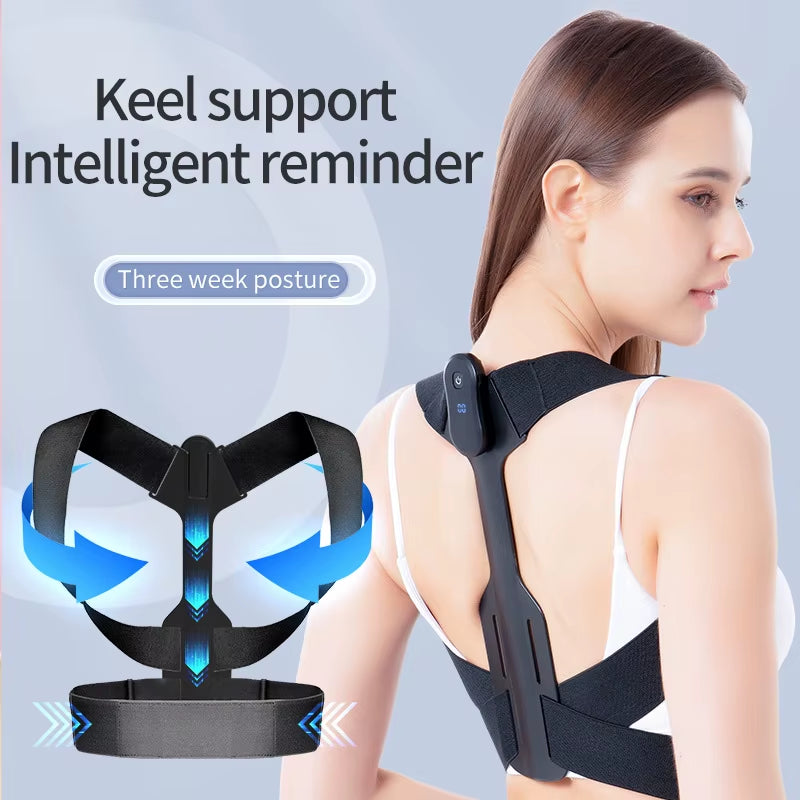 Paides Adjustable Belt Upper Back Strap Brace Support Smart Posture Corrector for Office and Study